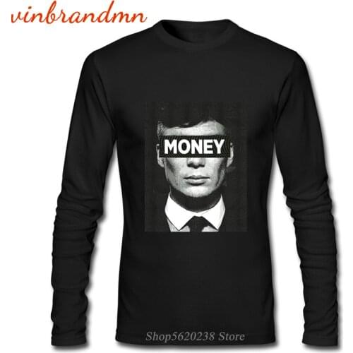 Peaky Blinders Money Print T Shirts Long Sleeve Crew Neck T-Shirt Funny Design For Men Clothing Harajuku Peaky Blinders Tee Tops