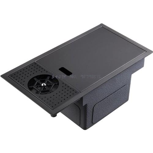 Stainless Steel Black Kitchen Sink Open Kitchen Bar Sink Small Handmade Sink Single Tank With Cup Washer