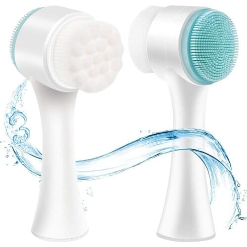 3D Double Sided Facial Cleansing Brush Dual Face Wash Massage Brush Cleanser Manual Blackhead Removal Skin Care Tool