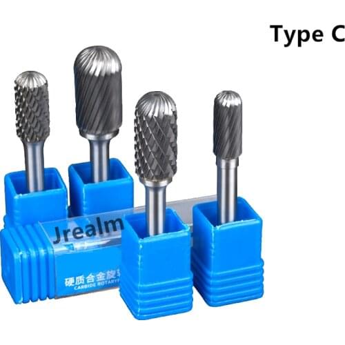 Jrealmer 1pcs C Type 6mm shank Tungsten Carbide Rotary Burrs Milling Cutter Rotary Tool Burr Rotary Dremel