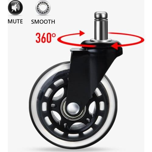 5pcs Office Chair Caster Wheels 3 inch Roller Rollerblade Style Castor Wheel Replacement Safe Rollers Furniture Hardware 10/11mm