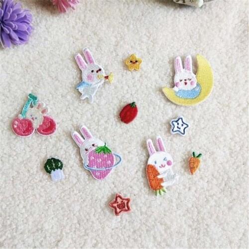 Maxsin 10 Pc/lot High Quality Cartoon Embroidered Cute Bunny Sticker Iron On Clothes Jacket Dress Patch Garment Accessories DIY