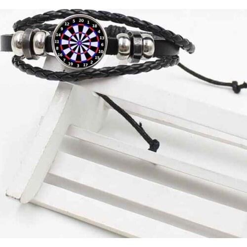 Hot creative label trinkets woven leather glass fashion alloy bracelet