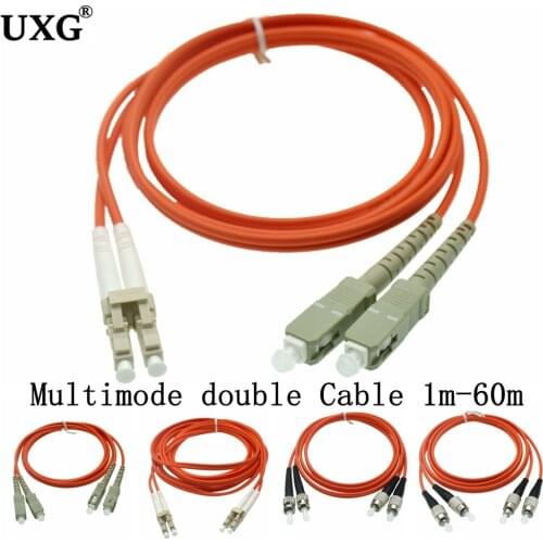 Multimode Dual LC TO SC TO FC TO Double ST Carrier Grade Gigabit Multimode Dual Core Optical Fiber Jumper Cable Cord 1m-50m 60m