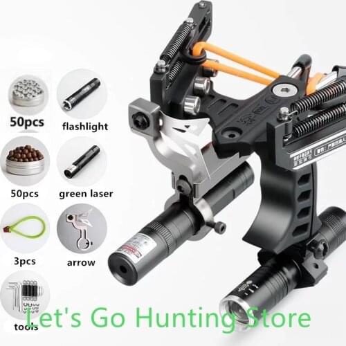 New hunting slingshot laser green point aiming target sling bow shooting with arrow shooting fishing flashlight slingshot