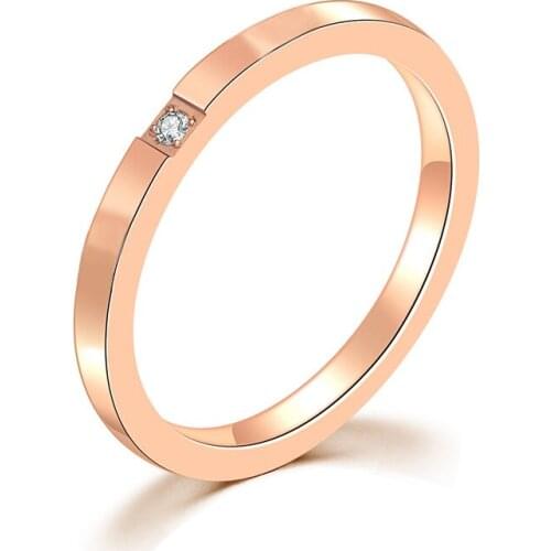 Manufacturer Wholesale Fashion Single Set Ring Titanium Steel Rose Gold Color Couples Jewelry