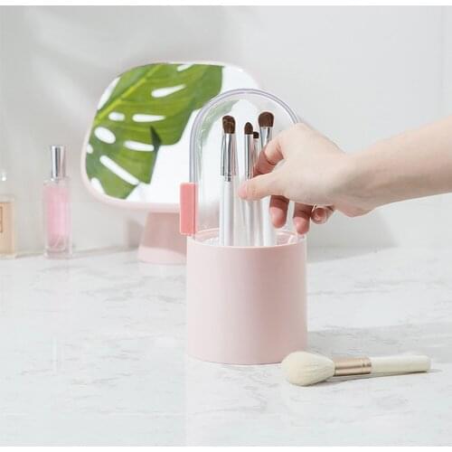 Makeup organizer for cosmetics brushes 8.7" Height organizer mak up brush holder with Clear Lid Slide Window Storage makeup Tool