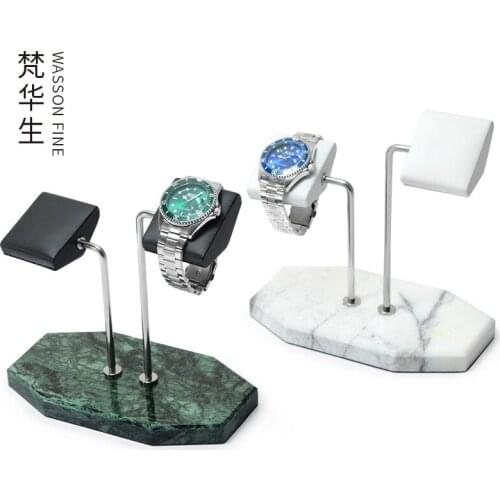 Factory direct supply of natural marble double watch storage rack stainless steel watch display props creative watch holder