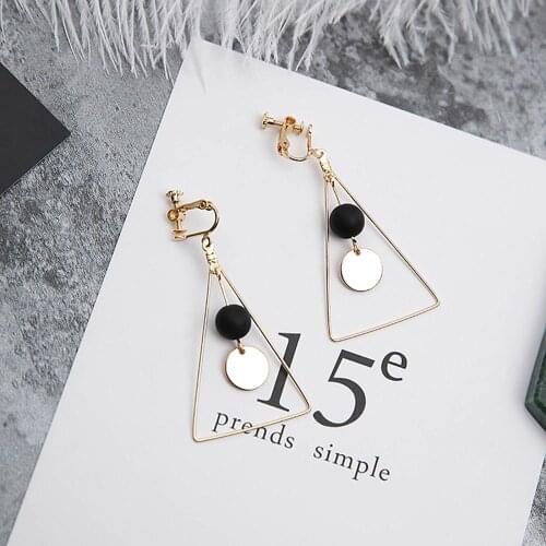 JIOFREE Korea Style geometry bead Clip on Earrings No Pierced for Girl Party Lovely Earrings Needn't Ear Hole