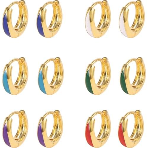 925 Sterling Silver Colorful Enamel Earrings For Women 2021 Trend Handmade Drip oil CZ Hoop Earrings Men Party Jewelry oorbellen