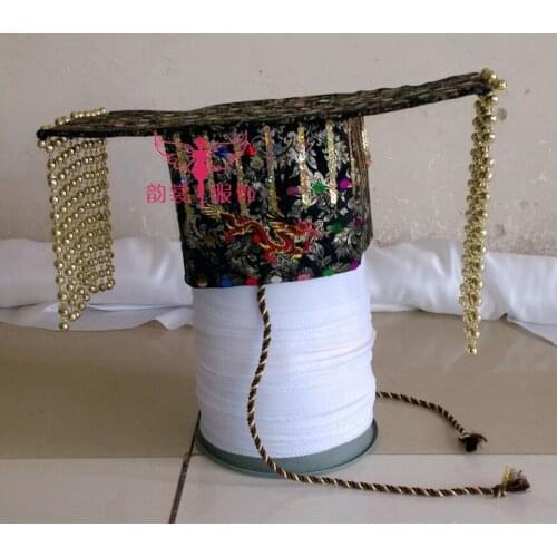 Ancient Chinese War Period Emperors Hat Official Thorn Hair Tiara with Beading Tassel