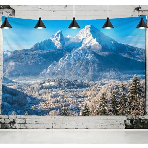 Snow Mountain Natural Scenery Tapestry Wall Hanging River Hippie Mattress Bohemian Bedroom Living Room Home Decor