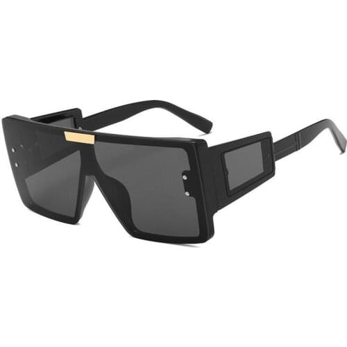 Unisex Retro Oversized Pilot Sunglasses Women Brand Designer One Piece Big Sun Glasses For Female Male Black Mask Shades UV400