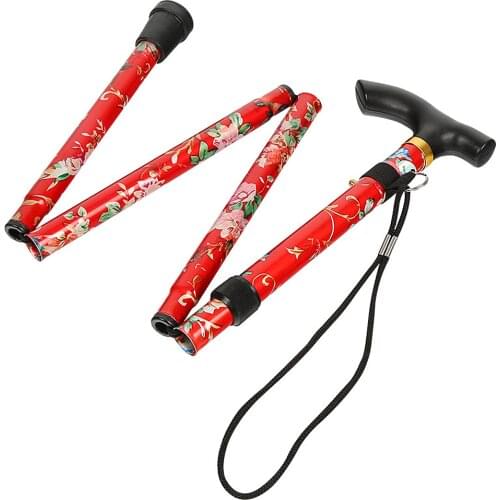 92cm Magic Cane Folding T Handlebar Safety Walking Stick Aluminium Alloy For Elderly Telescopic Trekking Hiking Poles Cane
