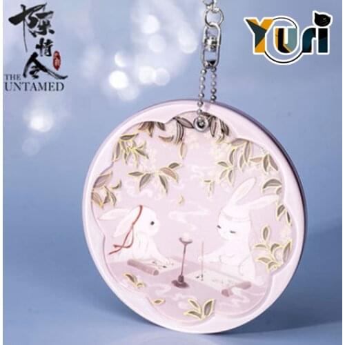 Yuri The Untamed Original Lan Wangji Wei Wuxian Yibo Xiao Zhan Double rabbit mirror Portable Makeup mirror Xmas Gift cos cute C
