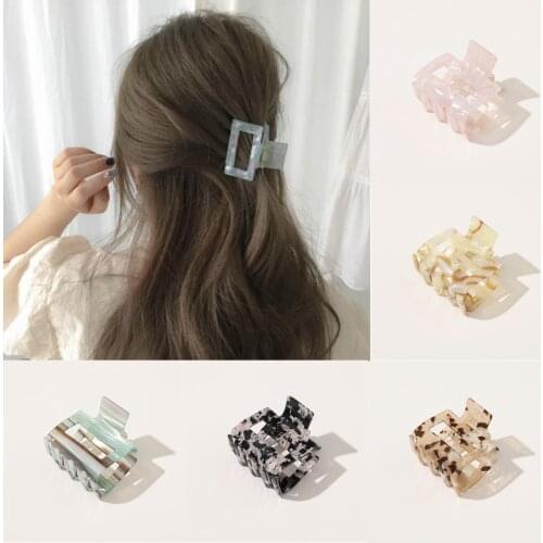 Women Fashion Acetic Acid Hair Claws Square Acrylic Hair Clamps Crab Geometric Multiple Colorful Hair Clips Hair Accessories