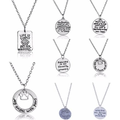 Animals Rescue Hollow Pet Paws Claw Print Pendant Necklace Puppy Dog Cat Memorial Women Men Dogs Lovers Collar Charm Jewelry New