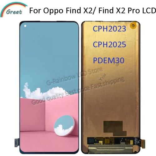 Amoled 6.7" For OPPO FIND X2 CPH2023 LCD Display Screen+Touch Panel Screen Digitizer For Oppo Find X2 Pro Display CPH2025 PDEM3