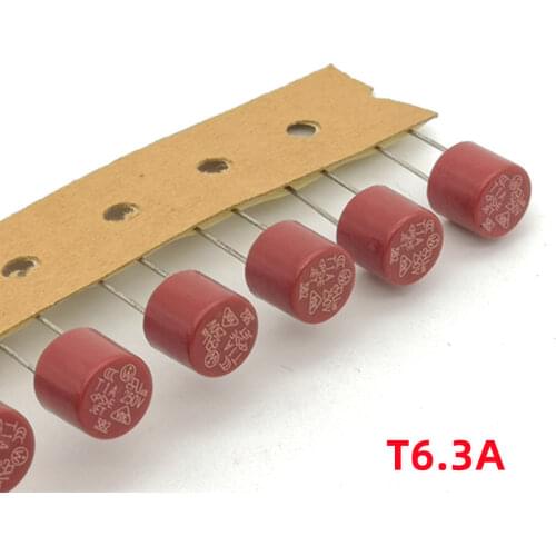 10 pcs/lot) T6.3A 250V TR5 Slow Blow Subminiature Fuse, UL VDE RoHS Approved, T6.3A, 6.3Amp