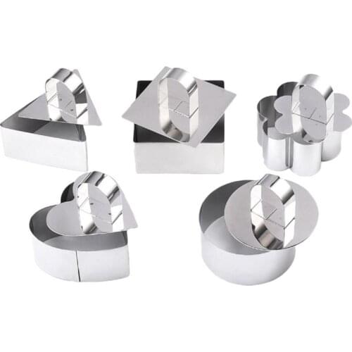 4pcs Stainless Steel Mousse Ring Mold 3D Round Cake Molds Cookies Dessert Cake Decorating Tools Hand Push Baking Tools