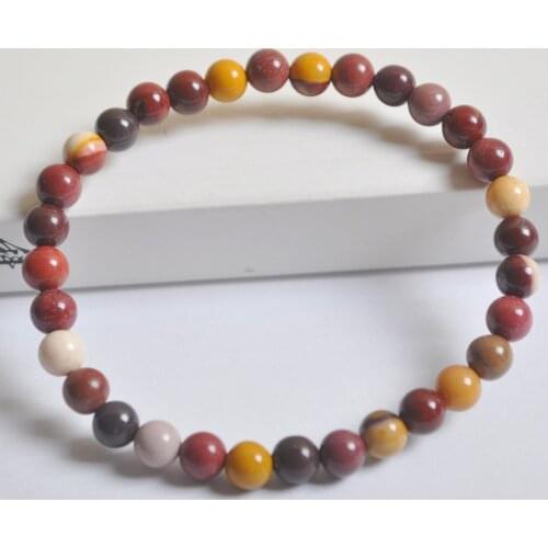 6MM Natural Mookaite Stone Beads Bracelet Stretch 7.5 Inch Jewelry G637