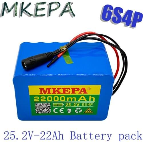 6s4p 24V 22Ah 18650 Battery Pack Lithium Ion Battery 25.2V 22000mAh Bicycle Moped Power Tools Battery pack with BMS