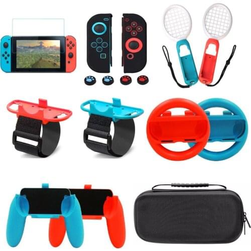 Nintend Switch Accessories Steering Wheel Handle Grips Silicone Case Tennis Racket Holder Charger for Nintendo Switch NS Joy-con