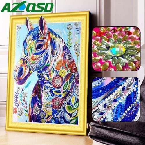 AZQSD Special Shaped Diamond Painting Horse Partial Round Drill 5D DIY Diamond Mosaic Animals Home Decor Picture Of Rhinestones