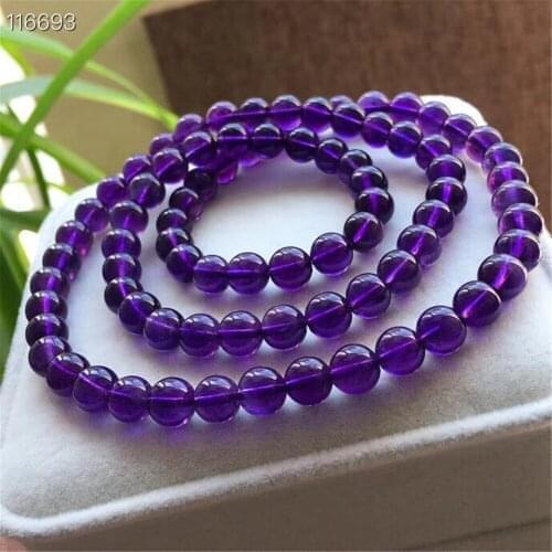 7mm Natural Amethyst Quartz Crystal Bracelet For Women Lady Love Healing Stone Stretch Round Beads Beauty Strands Jewelry AAAAA
