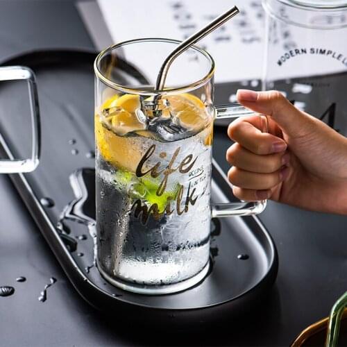 Cup With Lid High Temperature Letter Cold Drink Cup Plus Size Capacity Office Cup