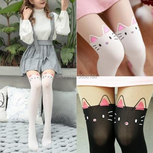 Nekopara Vanilla Chocola Cosplay tights Knee Fake Velvet Stocking White Cartoon cat woman Princess Girl Tights Stockings Tights