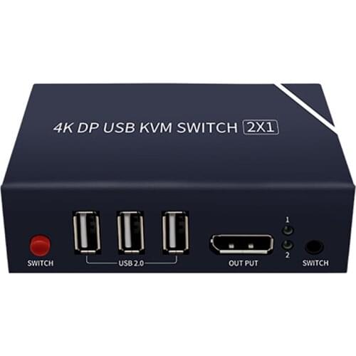 DP Switch KVM Switcher Splitter 2X1 4K HD 60HZ for Mic/Display/Keyboard/Mouse/Speaker/Printer/U Disk and Other Equipment