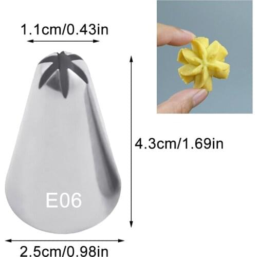E06# Pastry Tips Icing Piping Tips Cake Cream Piping Nozzle Pastry Fondant Baking Tools Cake Decorating Tools