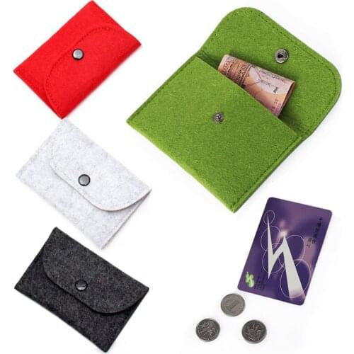 Women Mini Felt Coin Purse Snap-On Business Card Holder Wallet Small Key Change Money Bag Short Portable Key Holder Gift