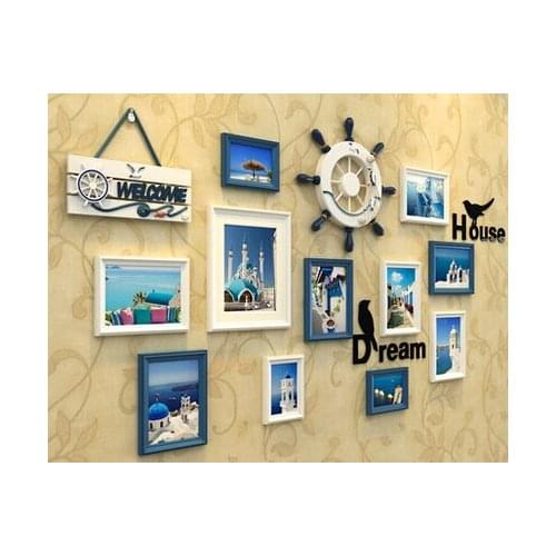 Solid wood photo wall. European portfolio. Creative photo frame. Wall hanging