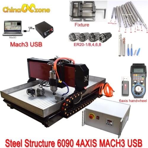 For Metal X/Y/Z linear CNC 6090 Mach3 USB CNC router milling carving engraving machine 2.2KW water spindle for Aluminum, Steel