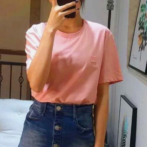 T Shirt Women Summer New Oversized Solid Basic Tees Solid color T-shirt Casual Loose Tshirt Korean O Neck Khaki Tops