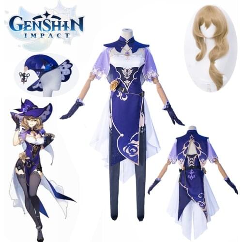 Game Genshin Impact Lisa Witch of Purple Rose Cosplay Costume The Librarian Sexy Dress Halloween Party Costume