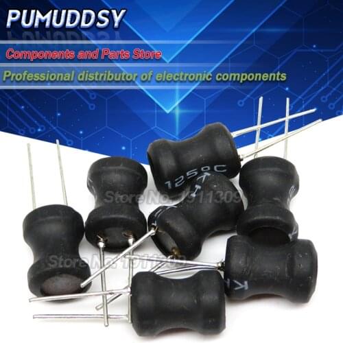 10PCS Unshielded Wirewound DIP power Inductor 0810(8*10mm) 150uH 220uH 330uH 1mH 2.2mH 3.3mH 4.7mH 10mH I-shaped inductance