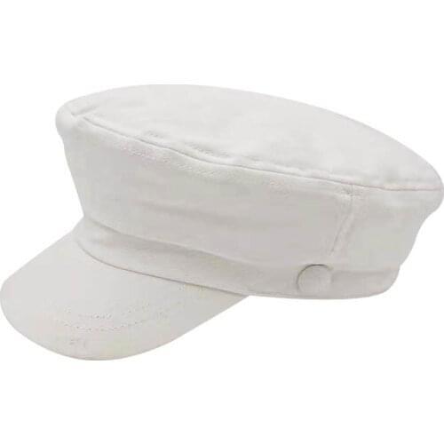Womens Hat Flat Cap Military Cap Spring Autumn Cotton Octagonal Cap Solid Color Flat Top Military Hats Young Student Hat Female