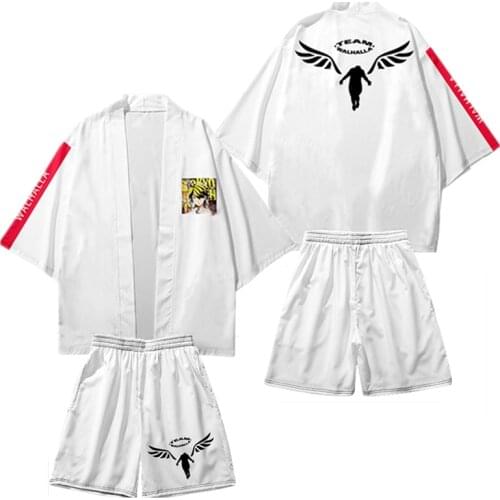 Anime Tokyo Revengers rebirth road Hanemiya Kazutora Cosplay Costumes White Valhalla Uniform suit loose Adult Fashion cloak