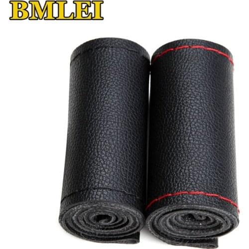 Car Steering Wheel Cover DIY Soft Micro Fiber Leather Braid on the steering wheel Interior accessories With Needle and Thread