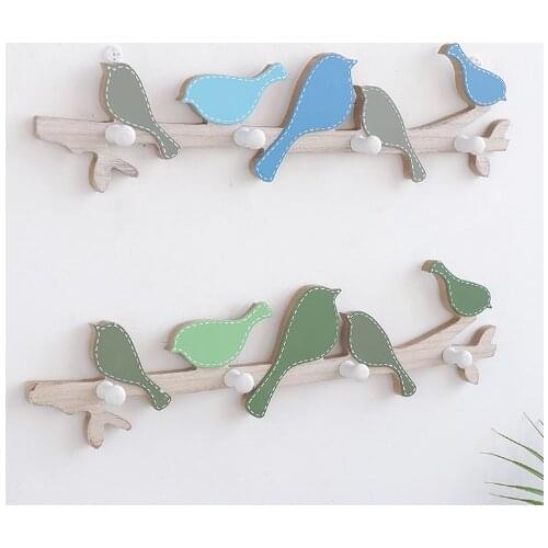1PCS Creative Wooden Bird Hook Coat Rack Key Kitchen Coat Clothes Towel Hooks Hat Handbag Holder Practical Home Wall Hanging
