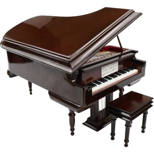 Miniature Grand Piano Model Kit Musical Instrument with Chair,for Home Office Decoration(Without Music)