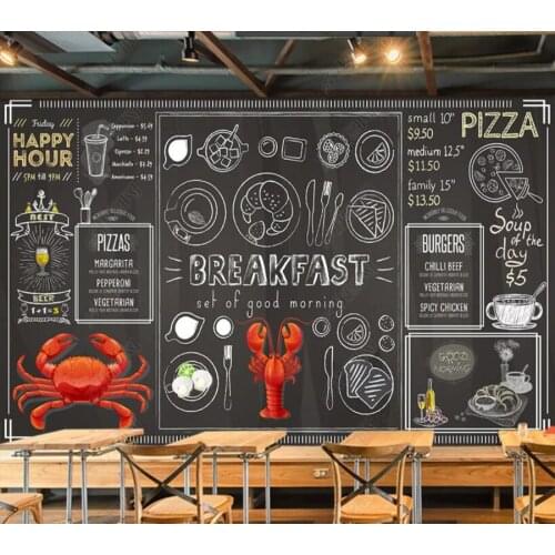 Papel de parde Chalk Character Crayfish Hot Pot Restaurant 3d wallpaper mural, living room kitchen wall papers home decor