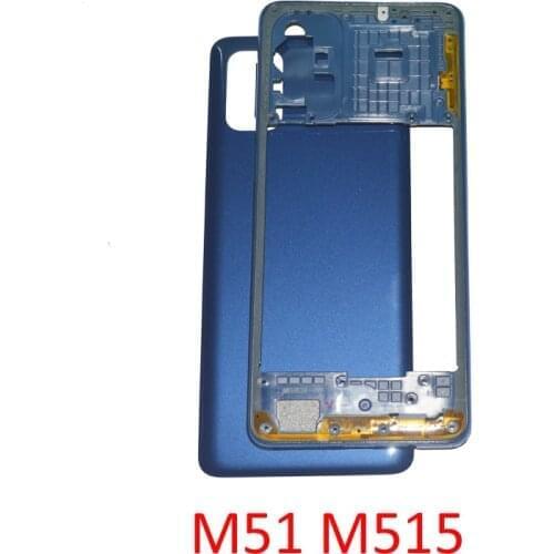 New Chassis Back Cover For Samsung M51 M515 M515F Original Housing Bezel Middle Frame With Rear Panel Door Replacement Parts