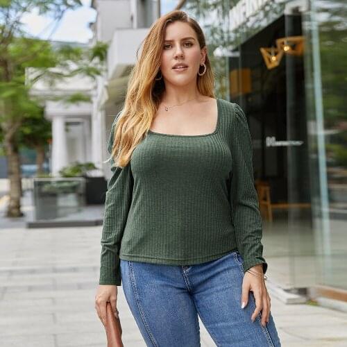 Autumn And Winter New Womens Fashion T-shirt, Long-sleeved Square Collar, Pure Color Elegant And Comfortable T-shirt Qn