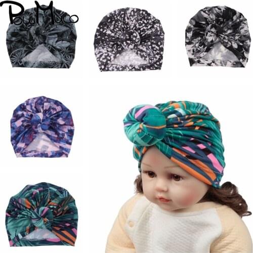 Powmuco 20*19 Cm New Fashion Printed Baby Girls Hats Handmade Donut Newborn Caps Children Turban Infant Photography Headwear