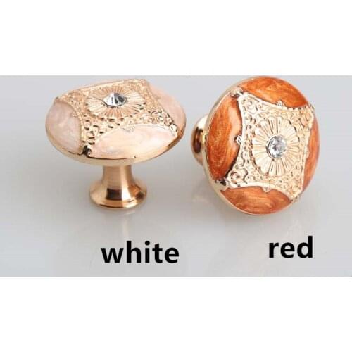 Kitchen cabinet pulls handles Rose gold drawer knobs red white amber dresser handle glass diamond modern furniture knobs handles