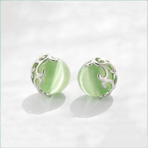 KOFSAC Exquisite Hollow Flower Green Crystal Stud Earring Jewelry 925 Sterling Silver Earrings For Women Anniversary Accessories